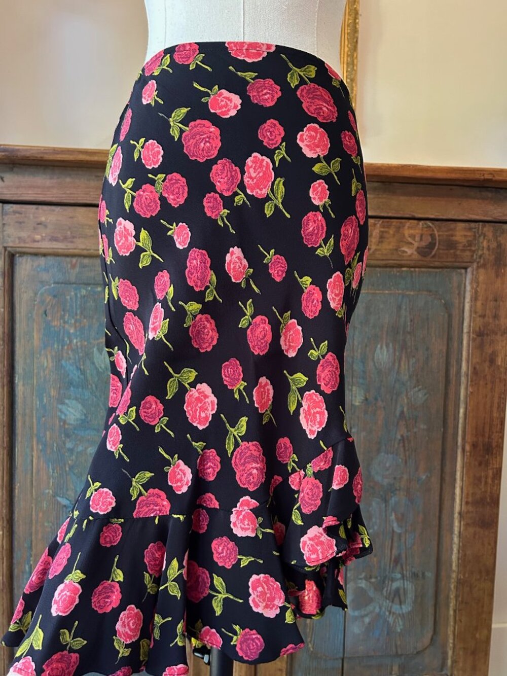 Vintage Betsey Johnson New York Rose Print Skirt